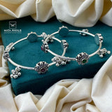 Classic Floral Cut Stone Bangle