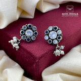 White & Navy Blue Stud