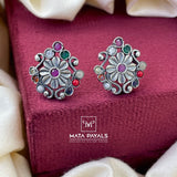 Floral Oxidised Stud