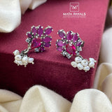 Pinkish Oxidised Stud