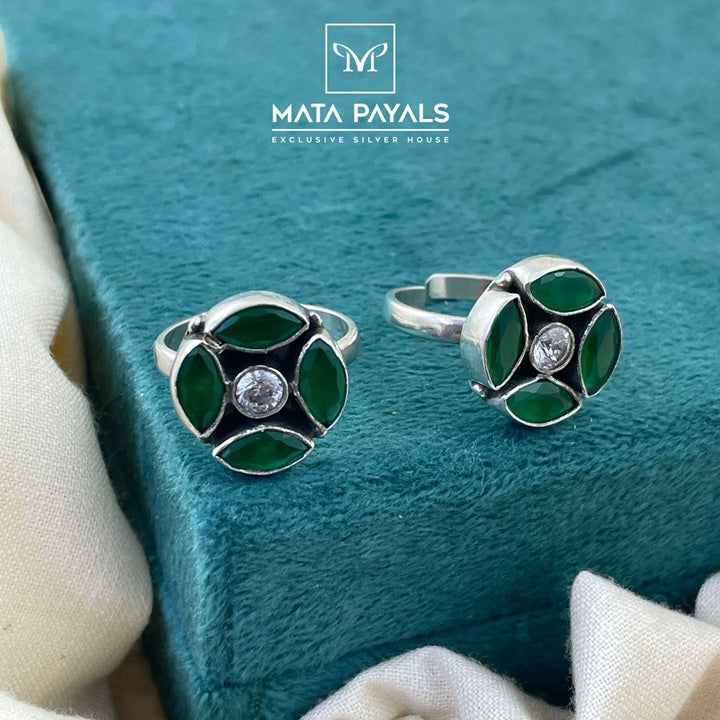 Oxidised Green Toe Ring