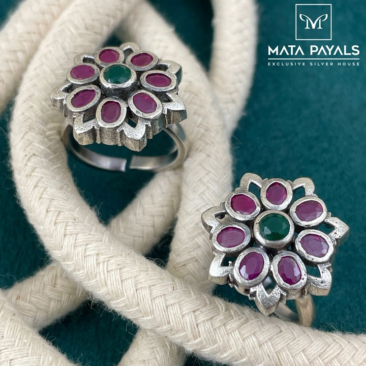 Oxidised Pink Toe Ring
