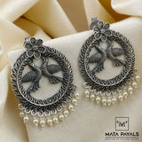 Oxidised Love Birds Stud