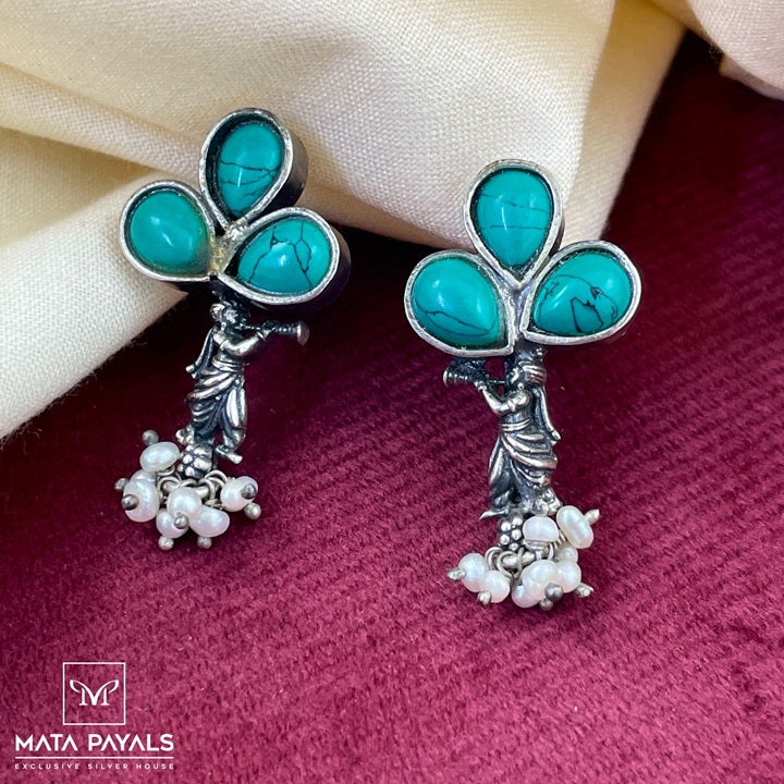 Oxidised Turquois Stud