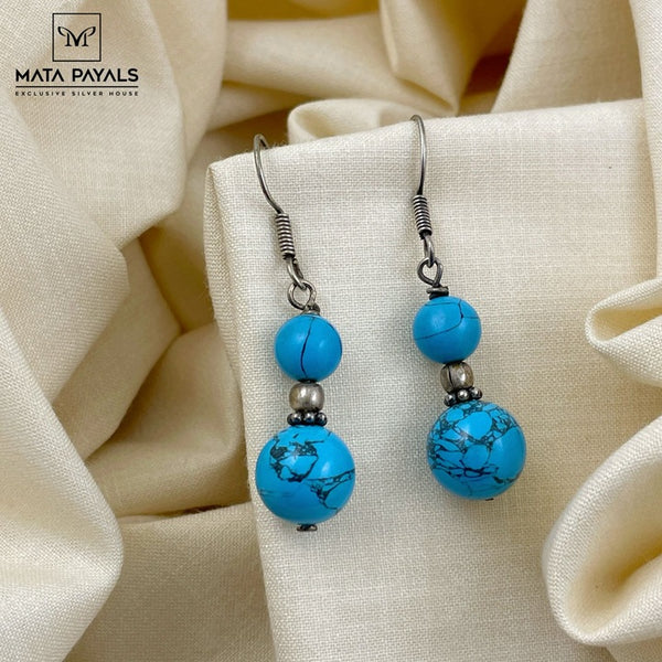Turquoise Beaded Oxidised Earring