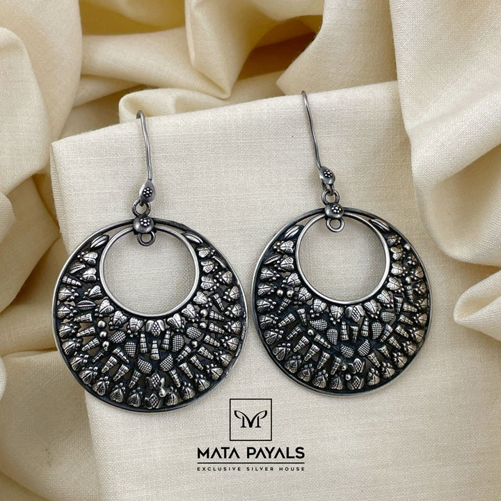 Oxidised Fish Hook Earring