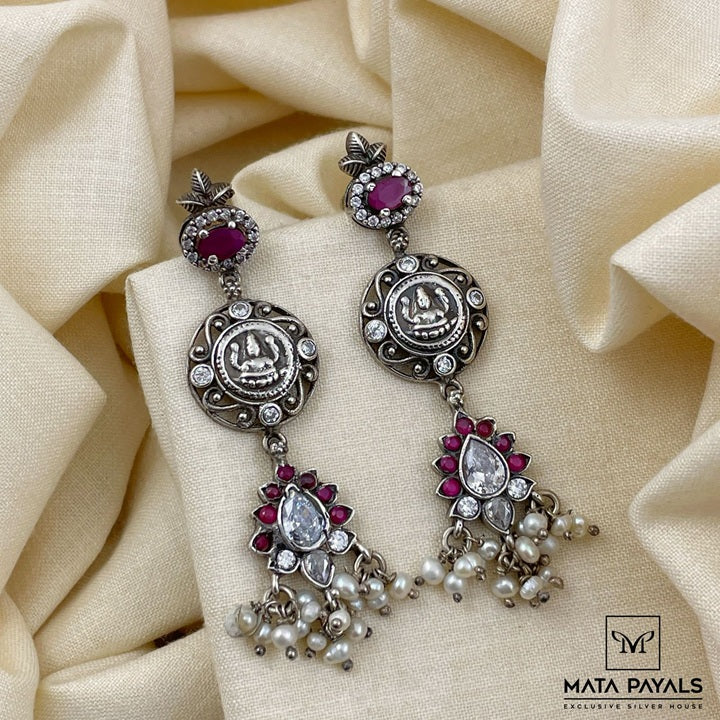 Beautiful Devi Lakshmi Oxidised Chandbali