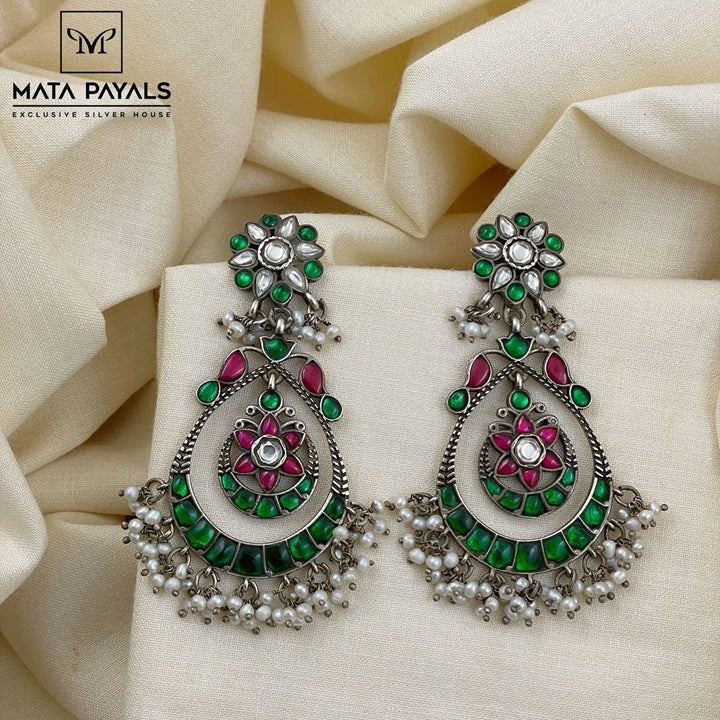 Mandala Green Kundan Chandbali