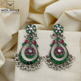Mandala Green Kundan Chandbali