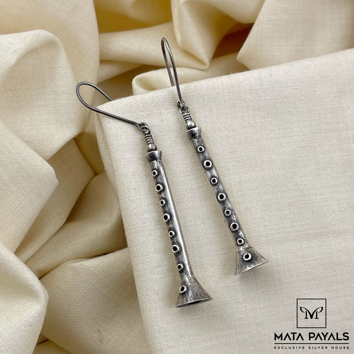 Clarinet Designed Oxidised Earring