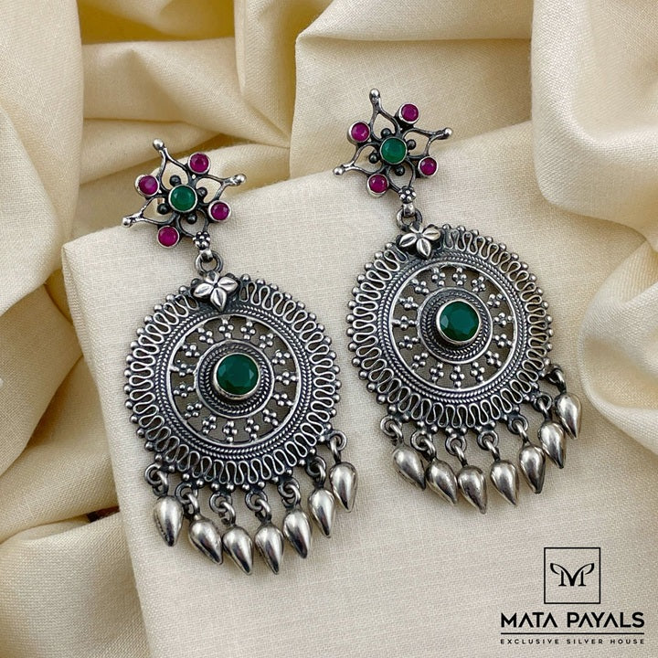Enchanting Oxidised Silver Chandbali