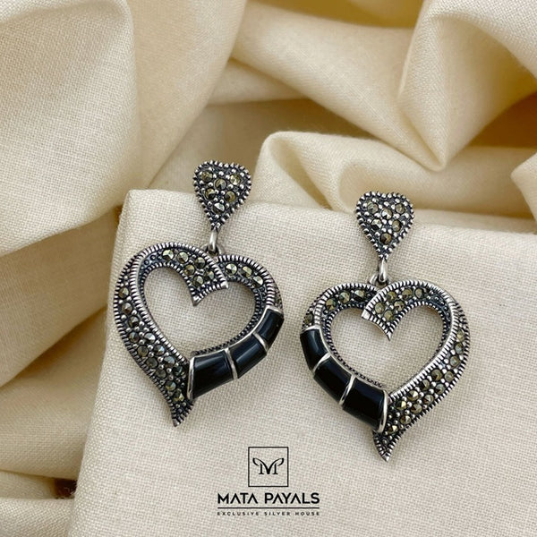 Classy Heart Marcasite Silver Earring