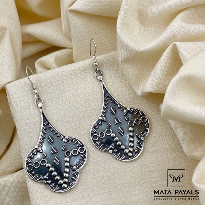 Floral Structured Oxidised Earing