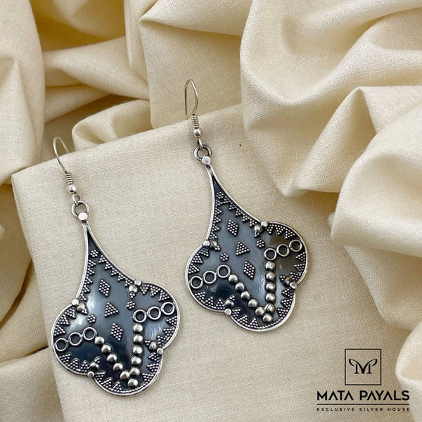 Floral Structured Oxidised Earing