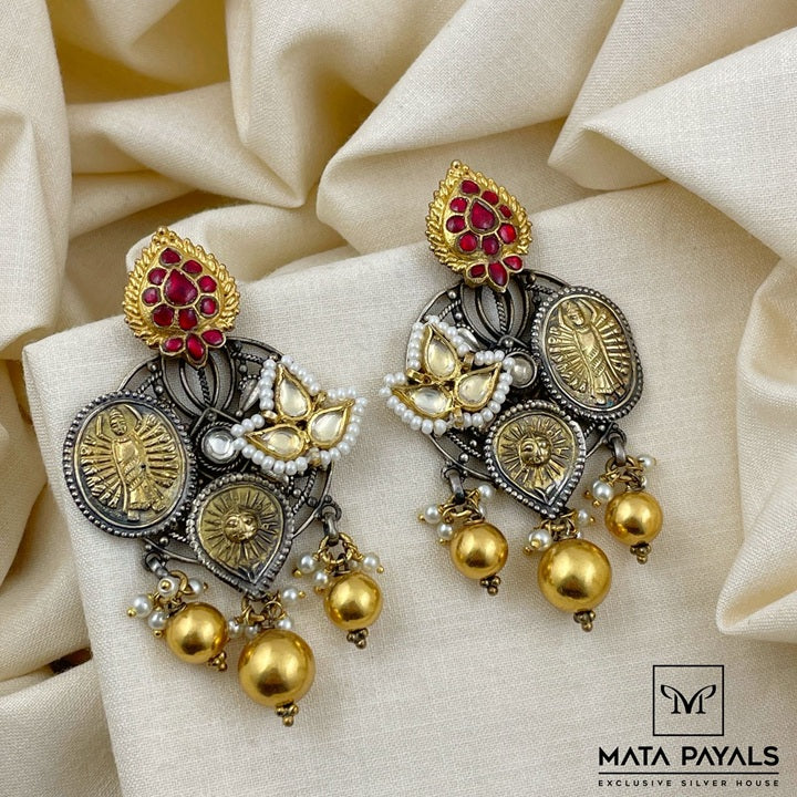 Dual Tone Silver Chandbali