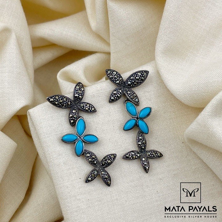 Rare Marcasite Turquoise Earring