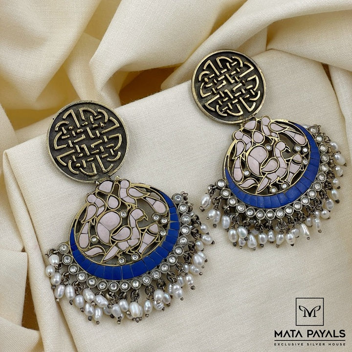 Beautiful Mandala Kundan Oxidised Chandbali