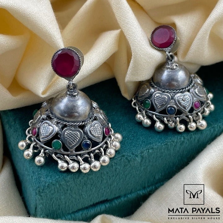 Colourful Oxidised Jumka