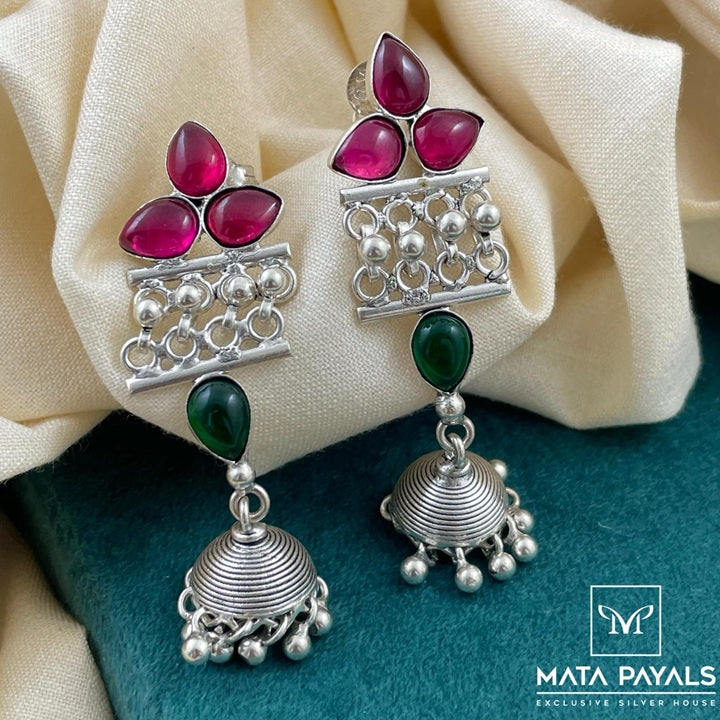 Elegant Red & Green Jumka