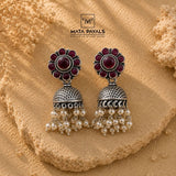 Dark Pink Oxidised Jumka