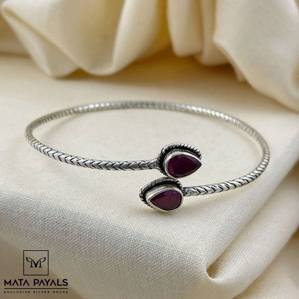 Dark Pink Cut Stone Kada