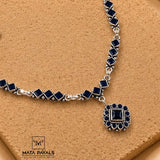 Navy Blue SIlver Necklace