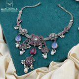 Vintage Lotus Oxidised Necklace