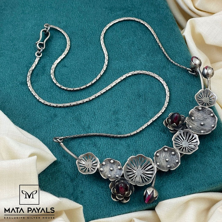 Simple Engraved Oxidised Necklace