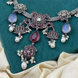 Vintage Lotus Oxidised Necklace