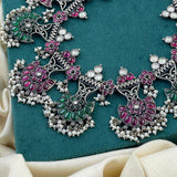 Glamorous Colourful Mandala Silver Necklace