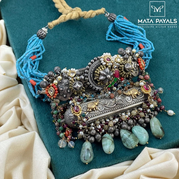 Rajasthani Royal Two Tone Turquoise Bead Choker