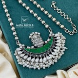 Majestic Devi Lakshmi Oxidised Kundan Hara