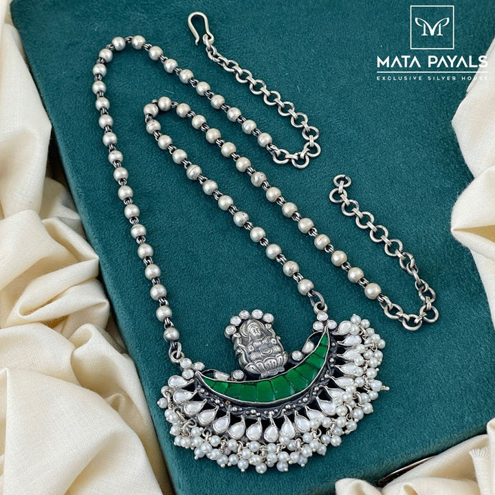 Majestic Devi Lakshmi Oxidised Kundan Hara