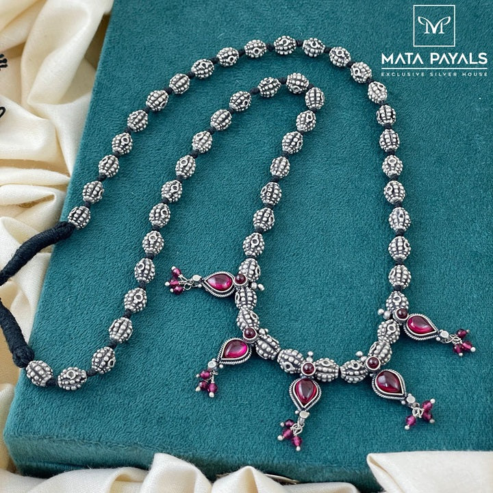Antique Designed Oxidised Silver Necklace