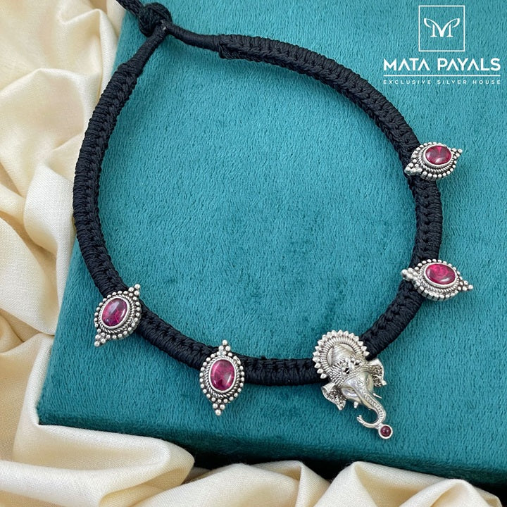 Shri Ganesha Oxidised Thread Choker