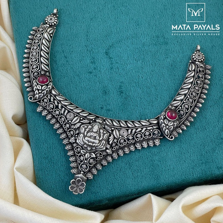 Oxidised Lakshmi Necklace