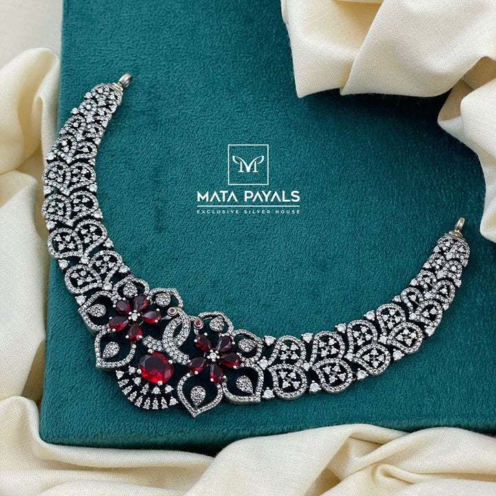Gorgeous Peacock Silver Choker