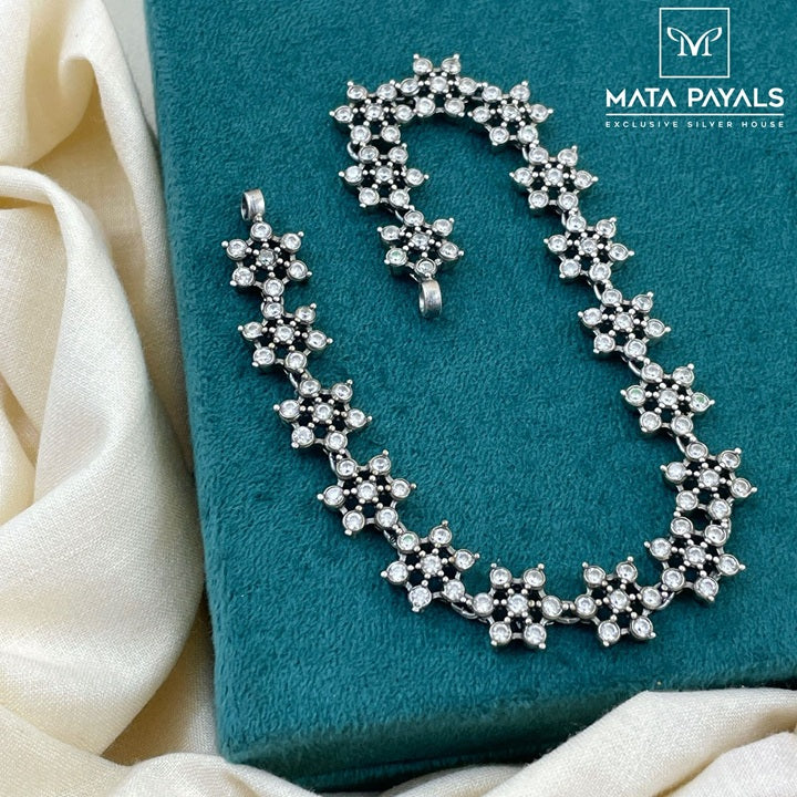 Zircon Floral Oxidised Necklace