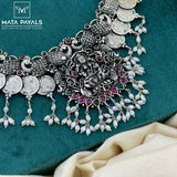 Oxidized Lakshmi Coin Necklace