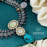 Majestic Lakshmi Kasu Mayur Two Tone Necklace