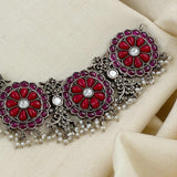 Eye Catching Coral Oxidised Necklace