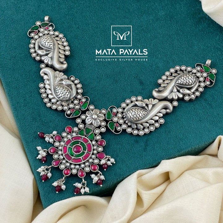 Magisterial Peacock Floral Necklace