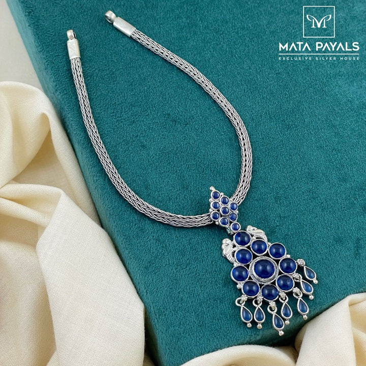 Oxidised Navy Blue Necklace