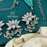 Exquisite Lotus Kundan Greene Necklace