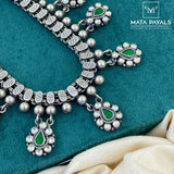Glamorous Green Oxidised Necklace