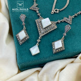 Fascinated Pearl Marcasite Necklace Set