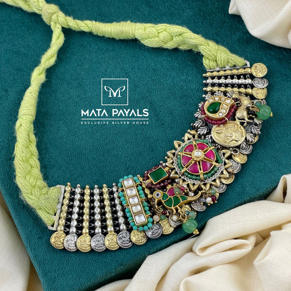 Unusual Kasu Dual Tone Necklace