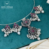 Dazzling Floral Oxidised Hassle Necklace