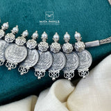 Oxidised Lakshmi Coin Necklace