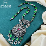 Imperial Green Floral Oxidised Necklace